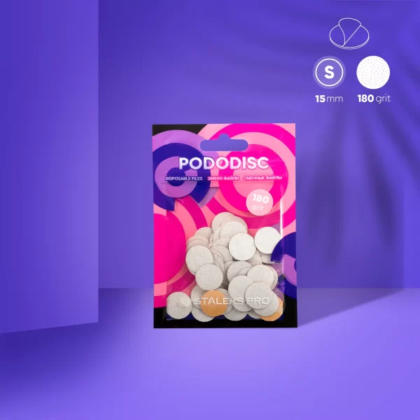 Recambios desechables blancos con una capa de espuma suave para el disco de pedicura PODODISC STALEKS PRO S (50 unidades) Grano 180 Staleks Pro SKU: PDFS-15-180W