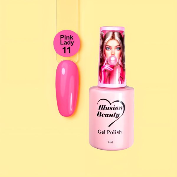 Esmalte semipermanente Pink Lady 11 illusion beauty - 7ml Colores rosas Barbie