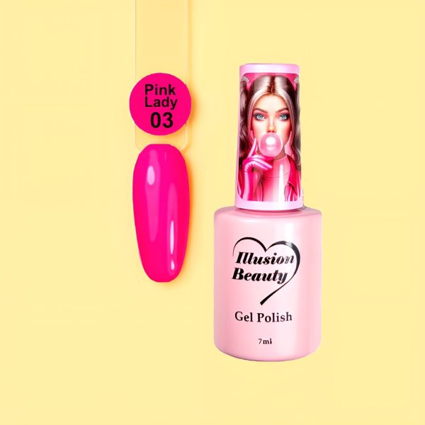 Esmalte semipermanente Pink Lady 03 illusion beauty - 7ml Colores rosas Barbie
