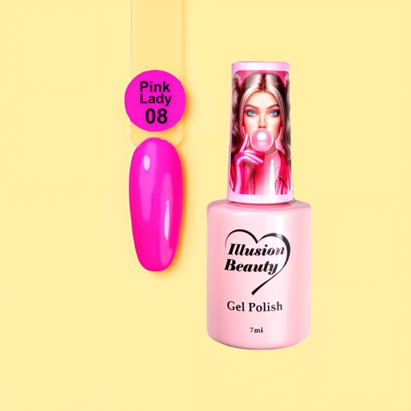 Esmalte semipermanente Pink Lady 08 illusion beauty - 7ml Colores rosas Barbie