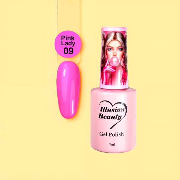 Esmalte semipermanente Pink Lady 09 illusion beauty - 7ml Colores rosas Barbie