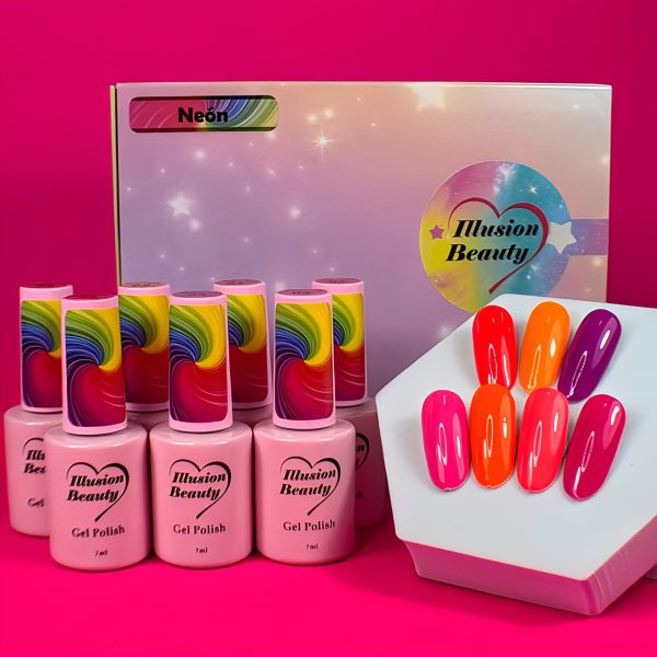 Kit esmaltes semipermanentes colección Neón illusion beauty
