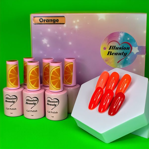 Kit esmaltes semipermanentes colección Orange illusion beauty